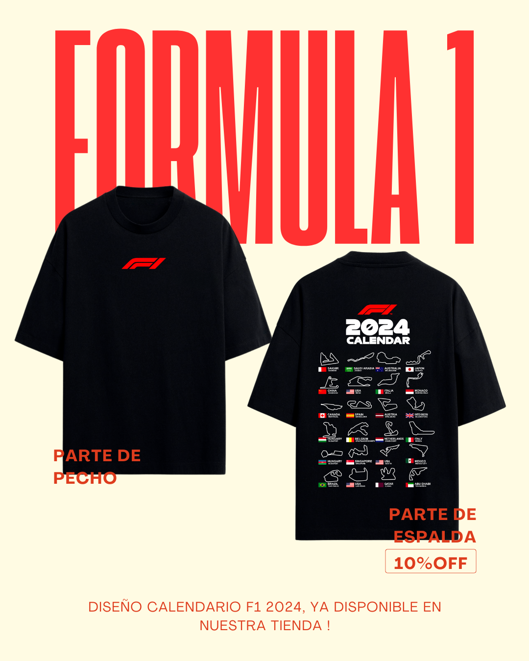 Playera Calendario F1 2024